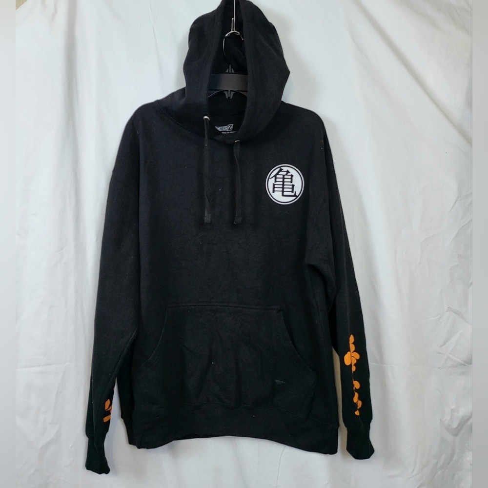 Dragon Ball Z Men Black Orange Goku Fighting Stance Logo L Sleeve Anime Hoodie L